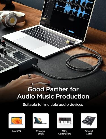 AINOPE Printer Cable to USB A, 480Mbps Printer USB B to USB C MIDI Cable in Kuwait