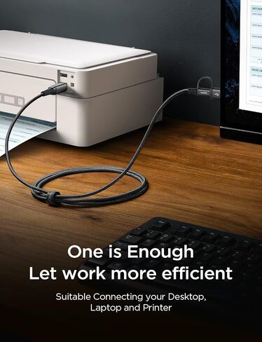 AINOPE Printer Cable to USB A, 480Mbps Printer USB B to USB C MIDI Cable in Kuwait