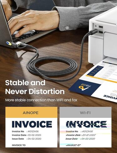 AINOPE Printer Cable to USB A, 480Mbps Printer USB B to USB C MIDI Cable in Kuwait