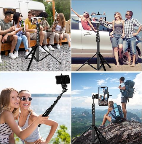 62" Phone Tripod Stand with Remote - Extendable Selfie Stick Tripod Overhead Tripod Phone Holder for iPhone 14 13 12 11 Pro Max XS XR S23 S22 S21 Android Camera iPhone Stand for Video Recording Vlog in Kuwait