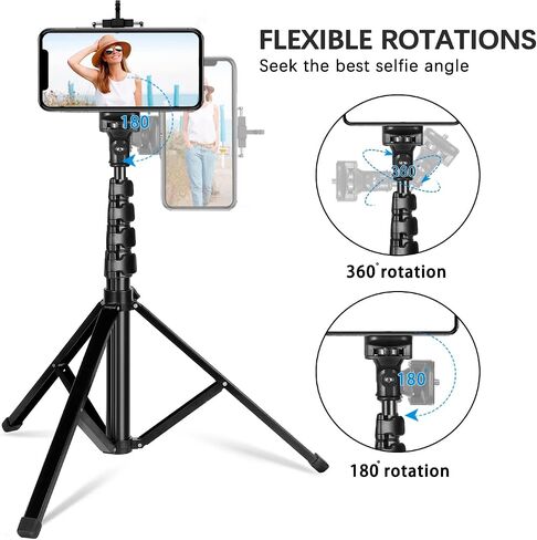 62" Phone Tripod Stand with Remote - Extendable Selfie Stick Tripod Overhead Tripod Phone Holder for iPhone 14 13 12 11 Pro Max XS XR S23 S22 S21 Android Camera iPhone Stand for Video Recording Vlog in Kuwait