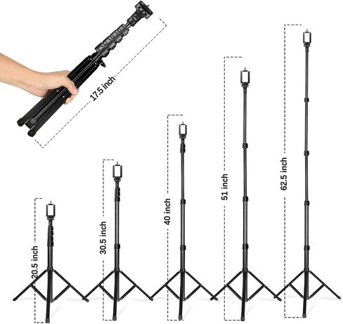 62" Phone Tripod Stand with Remote - Extendable Selfie Stick Tripod Overhead Tripod Phone Holder for iPhone 14 13 12 11 Pro Max XS XR S23 S22 S21 Android Camera iPhone Stand for Video Recording Vlog in Kuwait