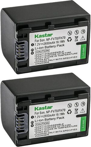 Kastar 4-Pack NP-FV70 Battery Replacement for Sony HDR-PJ200, HDR-PJ220, HDR-PJ230, HDR-PJ260, HDR-PJ26, HDR-PJ30, HDR-PJ320, HDR-PJ330, HDR-PJ340, HDR-PJ340E, HDR-PJ350, HDR-PJ380, HDR-PJ390 Camera in Kuwait
