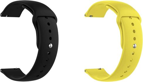 ONE ECHELON Quick Release Watch Band Compatible With Polar Pacer Silicone Watch Strap with Button Lock, Pack of 2 (Black and Yellow) in Kuwait