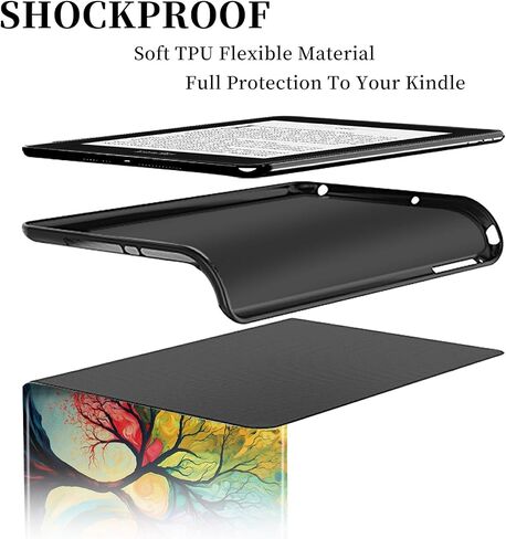 Case for All-New 6" Kindle (11th Generation 2022 Release), Slim PU Leather Cover with Auto Wake/Sleep for 6 inch Basic Kindle 2022 Release, Aesthetic Butterfly Moon in Kuwait