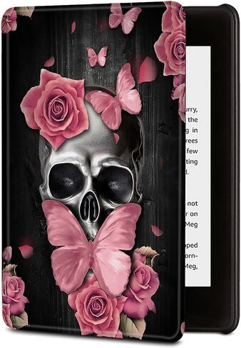 Case for All-New 6" Kindle (11th Generation 2022 Release), Slim PU Leather Cover with Auto Wake/Sleep for 6 inch Basic Kindle 2022 Release, Aesthetic Butterfly Moon in Kuwait