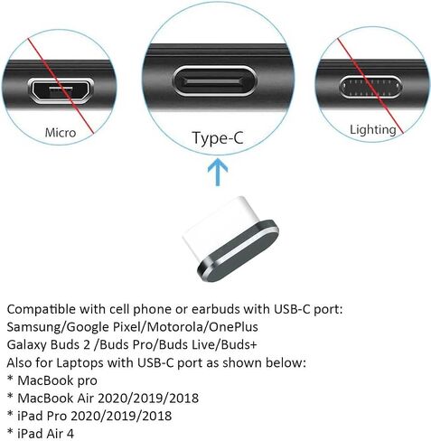 USB C Dust Plug, Type C Dust Cover Charging Port Cap 4 PCS with Cleaning Brush Black, Compatible with iPhone 17 16 15 Pro Max Plus Samsung S25 S24 Ultra, Anti Lost Phone Accessory Protector in Kuwait