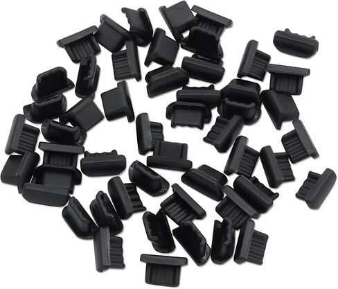 مقابس PortPlugs المضادة للغبار (5 أزواج) لأجهزة Android Micro USB ومقبس سماعة أذن 3.5 مم - حماية من الرذاذ والأوساخ والوبر، مجموعة سدادات الغبار مع مزيل بطاقة SIM (أسود) in Saudi Arabia