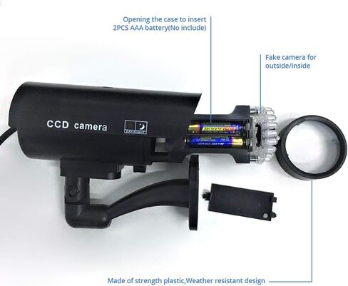 كاميرا Fuers وهمية، TL-2600 مقاومة للماء للاستخدام الخارجي/الداخلي، كاميرا مراقبة محاكاة رصاصة مع ضوء LED وامض، أسود in Kuwait