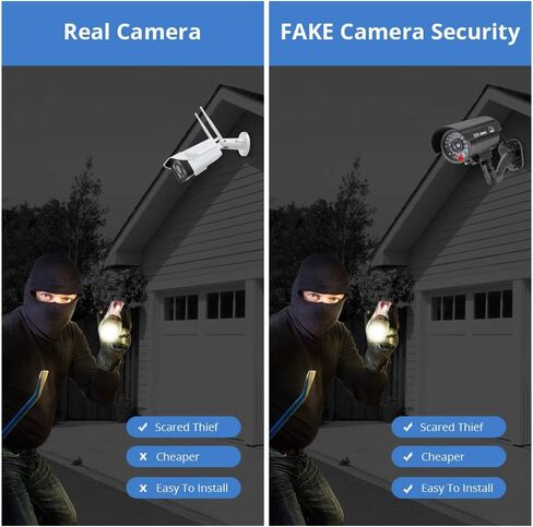 كاميرا Fuers وهمية، TL-2600 مقاومة للماء للاستخدام الخارجي/الداخلي، كاميرا مراقبة محاكاة رصاصة مع ضوء LED وامض، أسود in Kuwait