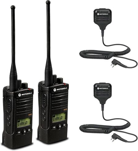 2 x Motorola RDU4160D RDX Business Series Two-Way UHF Radio with Display (Black) (RDU4160D) + 2 x HKLN4606 Remote Speaker Mic in Kuwait