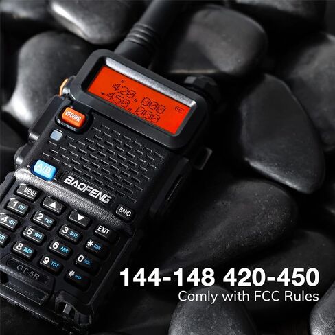 BAOFENG GT-5R Dual Band Ham Radio Handheld, FCC-Compliant Version of UV-5R | UHF VHF Walkie Talkie for Adults, Clean Spurious Emission, with 1800mAh Battery, Earpiece, 128CH, VOX, FM, CHIRP Compatible in Saudi Arabia