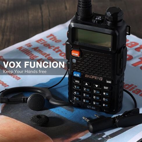 BAOFENG GT-5R Dual Band Ham Radio Handheld, FCC-Compliant Version of UV-5R | UHF VHF Walkie Talkie for Adults, Clean Spurious Emission, with 1800mAh Battery, Earpiece, 128CH, VOX, FM, CHIRP Compatible in Saudi Arabia