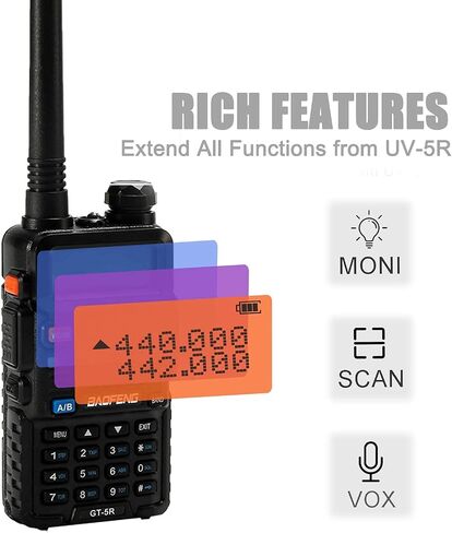 BAOFENG GT-5R Dual Band Ham Radio Handheld, FCC-Compliant Version of UV-5R | UHF VHF Walkie Talkie for Adults, Clean Spurious Emission, with 1800mAh Battery, Earpiece, 128CH, VOX, FM, CHIRP Compatible in Saudi Arabia