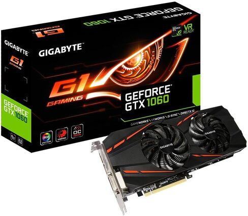 جيجابايت بطاقات جرافيك جي فورس GTX 1060 G1 للالعاب 3 جيجابايت GDDR5 REV2.0 GV-N1060G1GAM-3GD R2 6GB in Kuwait
