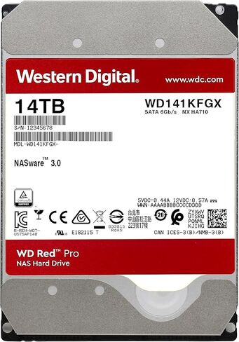 Western Digital 14TB WD Red Pro NAS Internal Hard Drive HDD - 7200 RPM, SATA 6 Gb/s, CMR, 512 MB Cache, 3.5" -WD142KFGX in Saudi Arabia