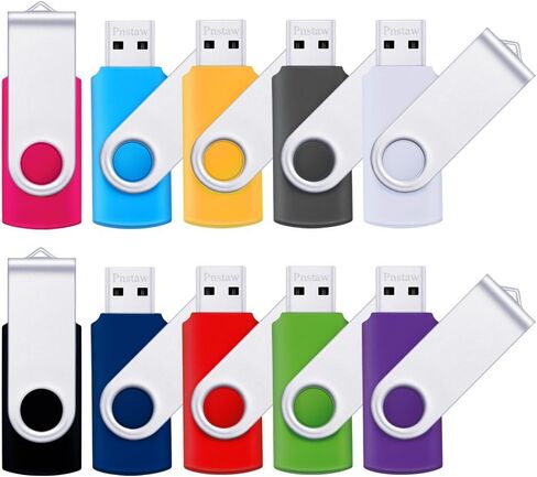 Flash Drive 16GB USB 2.0 10 Pack Swivel Blank Memory Stick Pnstaw Bulk Thumb Drive Pen Drives Jump Drive for Data Storage, File Sharing(10 Pack,Multi-Color) (16GB) in Kuwait