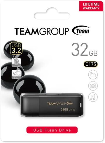 TEAMGROUP C175 128GB 2 Pack USB 3.2 Gen 1 (USB 3.1/3.0) قراءة محرك فلاش الإبهام بسرعة 100 ميجابايت/ثانية، شريحة ذاكرة تخزين البيانات الخارجية متوافقة مع الكمبيوتر/الكمبيوتر المحمول أسود غير لامع TC1753128GB22 in Kuwait