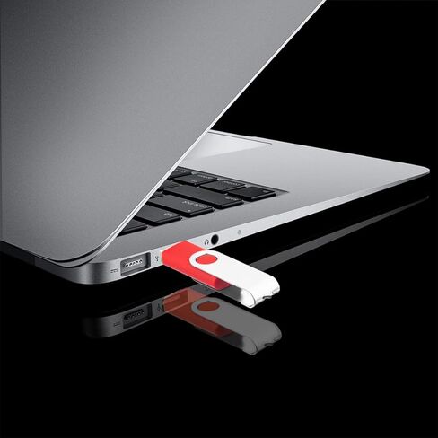 EASTBULL 5 عبوات من محركات أقراص USB 2.0 بسعة 4 جيجابايت مع 5 محولات USB-C وسلاسل مفاتيح، محركات أقراص USB عالية السرعة 360 محرك إبهام دوار قابل للدوران 4 جيجابايت (5 قطع، أسود) in Kuwait