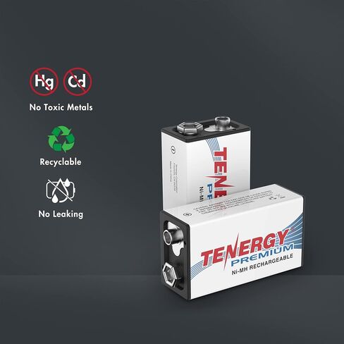 Tenergy TN141 2 Bay 9V Smart Charger with 2 Pack of Premium 9V NiMH 250mAh Rechargeable Batteries in Kuwait