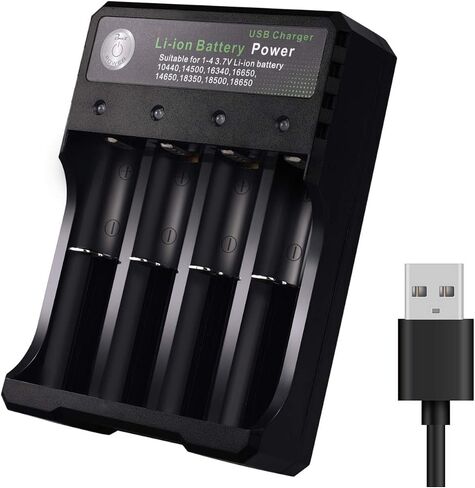 شاحن بطارية 18650 4 Bay Fast Charge، لبطاريات 3.7V Li-ion TR IMR 10440 14500 16650 14650 18350 18500 16340(RCR123)، شاحن USB ذكي عالمي قابل لإعادة الشحن in Saudi Arabia