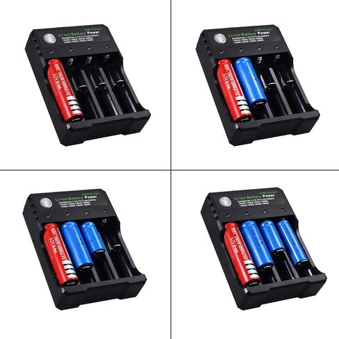شاحن بطارية 18650 4 Bay Fast Charge، لبطاريات 3.7V Li-ion TR IMR 10440 14500 16650 14650 18350 18500 16340(RCR123)، شاحن USB ذكي عالمي قابل لإعادة الشحن in Saudi Arabia