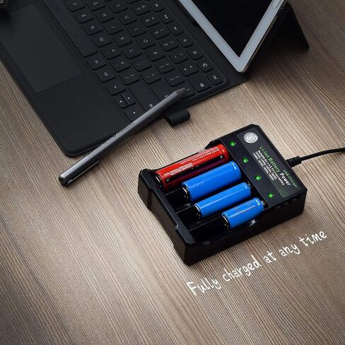 شاحن بطارية 18650 4 Bay Fast Charge، لبطاريات 3.7V Li-ion TR IMR 10440 14500 16650 14650 18350 18500 16340(RCR123)، شاحن USB ذكي عالمي قابل لإعادة الشحن in Saudi Arabia