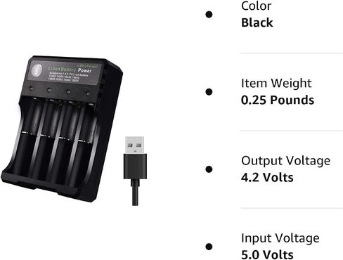 شاحن بطارية 18650 4 Bay Fast Charge، لبطاريات 3.7V Li-ion TR IMR 10440 14500 16650 14650 18350 18500 16340(RCR123)، شاحن USB ذكي عالمي قابل لإعادة الشحن in Saudi Arabia