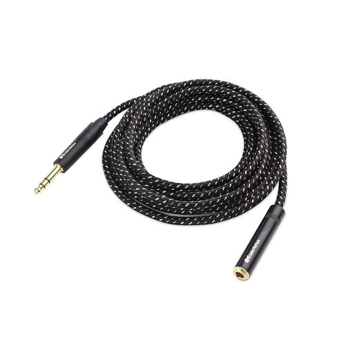 Cable Matters Braided 1/4 Inch TRS Extension Cable, 6ft | 1/4 Inch Male to Female Cable, Male-to-Female Extension, Braided Jacket, Gold-Plated Connectors in Kuwait