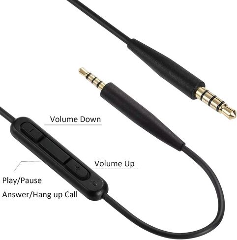 سلك كابل صوت بديل من EARLA TEC، سلك تمديد 3.5 مم إلى 2.5 مم لسماعات Bose QuietComfort QC45 QC35II QC35 QC25 NC 700 Soundlink Soundtrue باللون الأسود in Kuwait