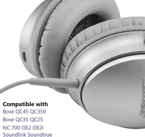 سلك كابل صوت بديل من EARLA TEC، سلك تمديد 3.5 مم إلى 2.5 مم لسماعات Bose QuietComfort QC45 QC35II QC35 QC25 NC 700 Soundlink Soundtrue باللون الأسود in Kuwait