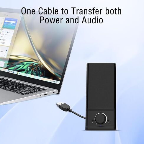 LENRUE[Single Computer Speaker for Laptop Desktop,USB-Powered PC Speaker with Crystal Clear Sound,Support Connecting 3.5mm Microphone and Headphone，One line for Power and Audio(A4/Lightblack) in Kuwait