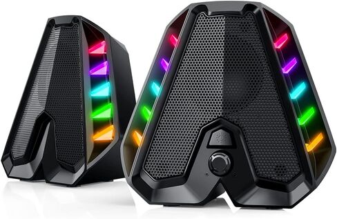 WolfLawS GS04 Computer Speakers,RGB PC Wired Speakers with Subwoofer, USB-Powered Computer Speakers for Desktop with Bass Diaphragms Stereo, Small Gaming Speakers for PC Computer Laptop Mini Monitor in Kuwait