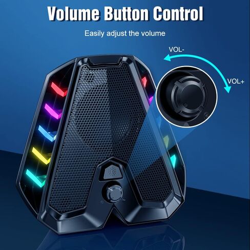 WolfLawS GS04 Computer Speakers,RGB PC Wired Speakers with Subwoofer, USB-Powered Computer Speakers for Desktop with Bass Diaphragms Stereo, Small Gaming Speakers for PC Computer Laptop Mini Monitor in Kuwait