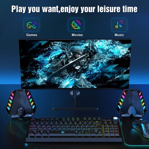 WolfLawS GS04 Computer Speakers,RGB PC Wired Speakers with Subwoofer, USB-Powered Computer Speakers for Desktop with Bass Diaphragms Stereo, Small Gaming Speakers for PC Computer Laptop Mini Monitor in Kuwait