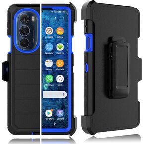 Tekcoo Case For Motorola Edge Plus 5G UW 2022 | Moto Edge 30 Pro X30 | XT2201 [Built-in Screen Protector] Holster Belt Clip [Military Grade 12FT Drop Tested] Full Body Carrying Kickstand Cover - Black in Kuwait