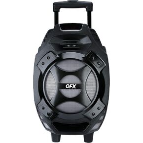 QFX PBX-61081 Rechargeable Portable Speaker | 8" Woofer | 400 Watts | Bluetooth, AUX, SD Card, FM Radio | Handle, Wheels, 12 Lbs | Perfect for Tailgating, Indoors, Outdoors Audio | Silver | Portable, 8" Woofer, TWS, Microphone/AUX/USB Inputs, LED Party Li in Kuwait
