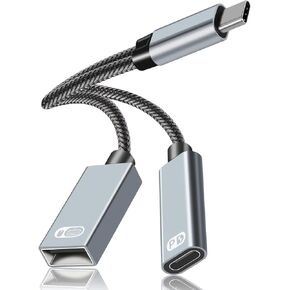 محول USB C الى USB مع شحن من النوع C، مقسم او تي جي 2 في 1 نوع C 3.0 مع شحن سريع 18 واط متوافق مع جالكسي اس 21 اس 20 اس 20 بلس نوت 20/10 سويتش وال جي في 40 في 30 جي 8 وجوجل بكسل 4 اكس ال وجوجل تي في in Kuwait