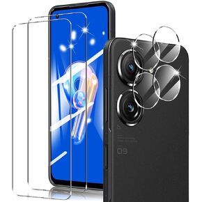2Pcs Screen Protector for Zenfone 9 5.9 inch with 4Pcs Camera Lens Protector [ Flexible Glass], 9H Hardness Glass Screen, Anti-Scratch, 2.5D Coverage, HD Clear Case Friendly Fingerprint Unlock in Saudi Arabia