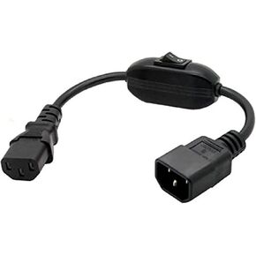 PDU UPS Power Cord Cable 100-250V IEC-320-C14 to IEC-320-C13 Power Cord M-F with Switch 1ft/30cm