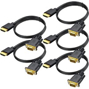 HDMI to VGA Cable 5-Pack, 3.3ft Computer HDMI to VGA Monitor Cable Adapter Male to MaleCord for Computer, Desktop, Laptop, PC, Monitor, Projector, HDTV, and More (NOT Bidirectional) | Compatible with Computer, Desktop, Laptop, PC, Monitor, Projector, HDTV in Saudi Arabia