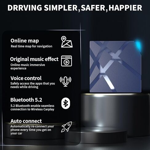 محول CarPlay لاسلكي 5.0 لجميع سيارات CarPlay السلكية في المصنع، دونجل CarPlay اللاسلكي، تحويل سلكي إلى CarPlay لاسلكي MP01 in Kuwait