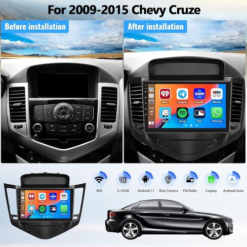 CAMECHO 2G+32G Android 11 Car Stereo for 2009-2015 Chevy Cruze Radio Wireless Apple CarPlay Android Auto GPS Navigation 9" HD Touchscreen Bluetooth Car Radio with Backup Camera, MIC, FM/WiFi/HiFi in Saudi Arabia