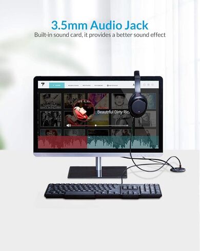 موزع USB 3.0 بحلقة تثبيت للمكتب مع منفذي نوع A و1 نوع C وميكروفون ومقبس صوت، سلك بطول 4.9 قدم لثقب بقطر 60 ملم، منظم كابلات سطح المكتب، ملحقات الكمبيوتر المكتبية المنزلية in Kuwait