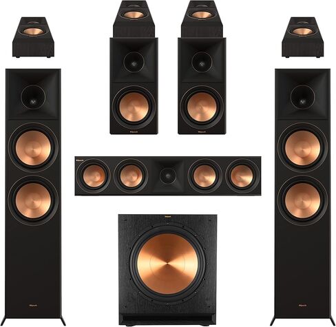Klipsch Reference Premiere RP-8060FA II 7.1.4 Dolby Atmos Home Theater System with a Larger 90° x 90° Hybrid Tractrix Horn, 8" Cerametallic Woofers, and a 15-inch subwoofer in Ebony in Saudi Arabia