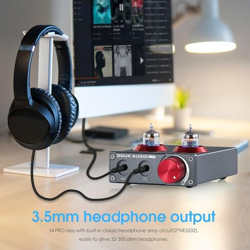 Douk Audio T4 PRO Vacuum Tube Phono Preamp, MM Turntable Preamplifier, GE5654 Hi-Fi Headphone Amp for Home Theater/Record Player/Stereo Amplifier/Active Speaker in Saudi Arabia