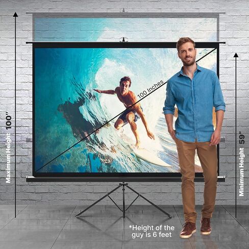 Pyle Universal Projector Screen w/Stand - 60-Inch Floor Standing Portable Fold-Out Rollup Matte for Projection, Includes Tripod, Great for Indoor/Outdoor Presentation, Quick Assembly in Kuwait