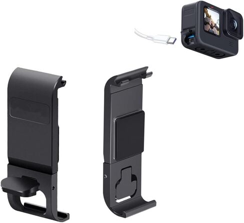 ARNARKOK غطاء بطارية من سبائك الألومنيوم استبدال الباب الجانبي ل GoPro HERO10/HERO9 أسود، غطاء بطارية قابل للإزالة in Kuwait