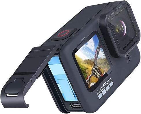 ARNARKOK غطاء بطارية من سبائك الألومنيوم استبدال الباب الجانبي ل GoPro HERO10/HERO9 أسود، غطاء بطارية قابل للإزالة in Kuwait