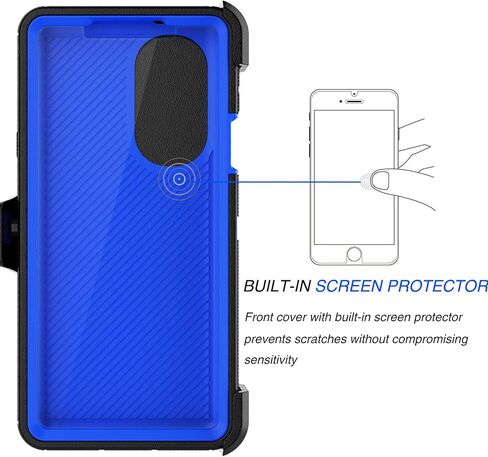 Tekcoo Case For Motorola Edge Plus 5G UW 2022 | Moto Edge 30 Pro X30 | XT2201 [Built-in Screen Protector] Holster Belt Clip [Military Grade 12FT Drop Tested] Full Body Carrying Kickstand Cover - Black in Kuwait